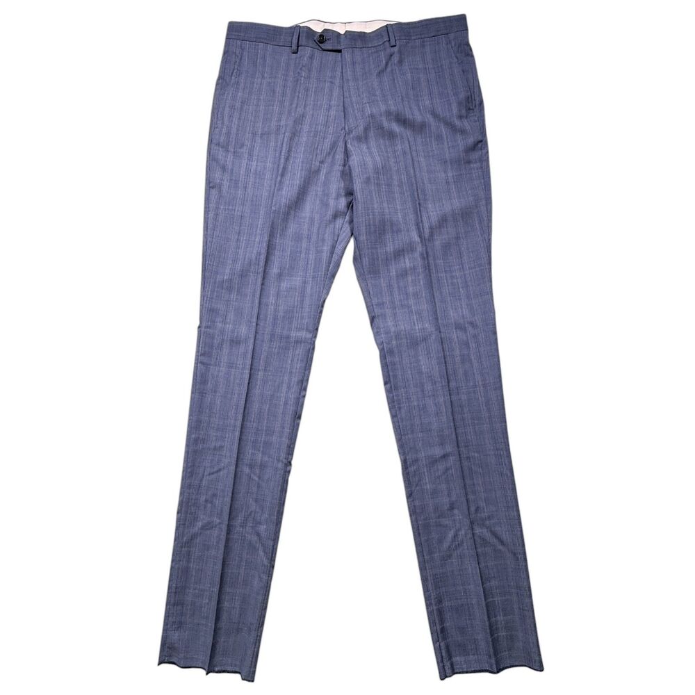 Brooks Brothers 1818 Classic 38 Blue Glen Plaid Wool Dress Pants Italy Unhemmed